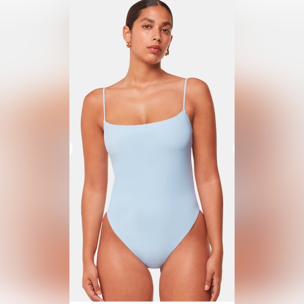 NWOT J. Crew Blue and Tan One-Piece Swimsuit with Cut-Out Design